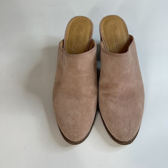 Madewell The Harper Mule 5.5 Pink Old Rose Suede Leather Heel Shoe Slip On Flaw - Picture 4 of 10